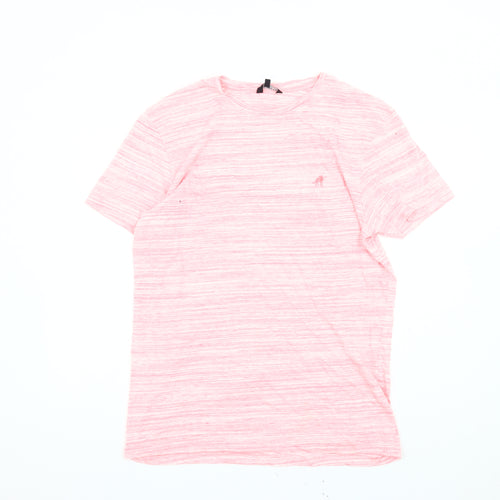 Peacocks Men's Pink Striped Slim Fit T-Shirt L