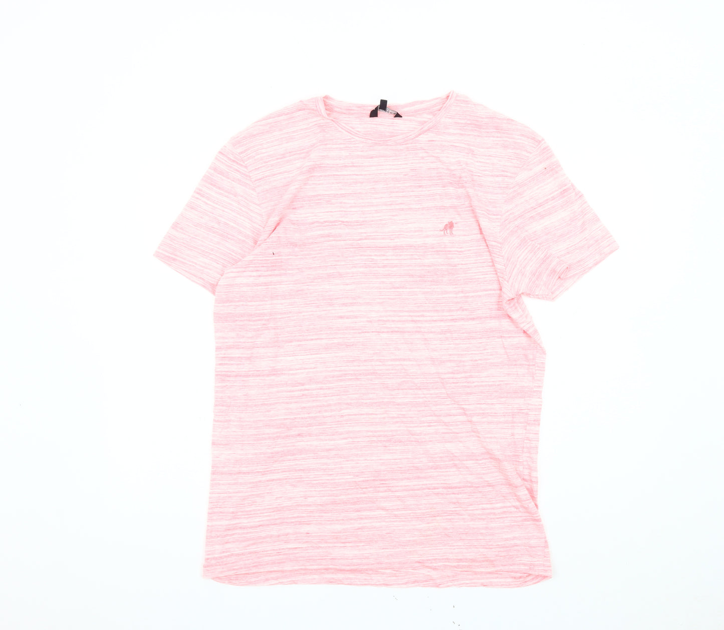 Peacocks Men's Pink Striped Slim Fit T-Shirt L