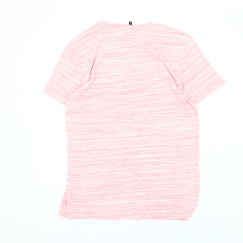 Peacocks Men's Pink Striped Slim Fit T-Shirt L