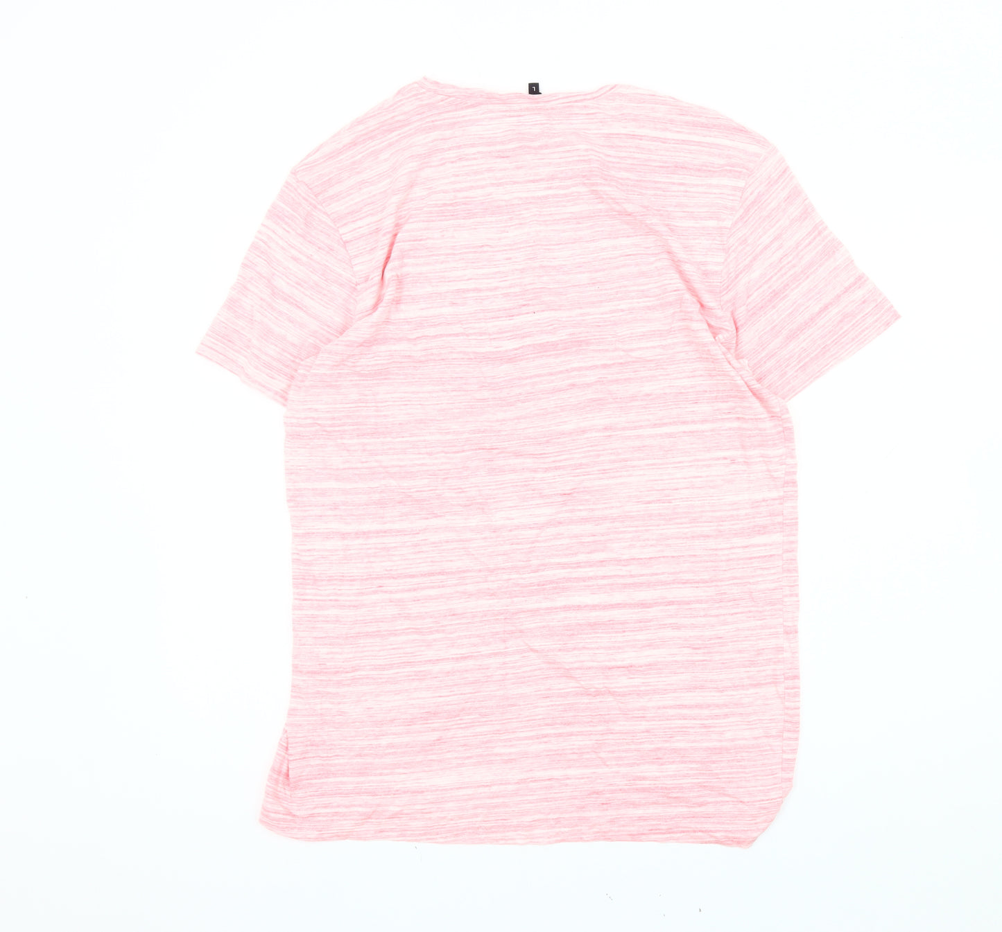 Peacocks Men's Pink Striped Slim Fit T-Shirt L