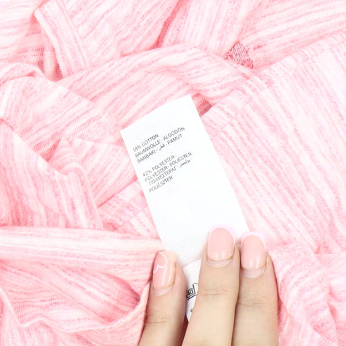 Peacocks Men's Pink Striped Slim Fit T-Shirt L