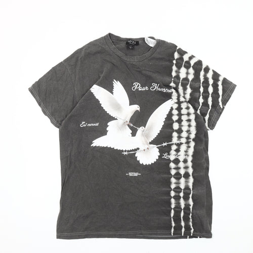 boohooMAN Men's Black Animal Graphic T-Shirt Size S