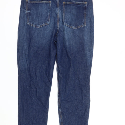 Primark Women's Blue Distressed Boyfriend Jeans Size 14
