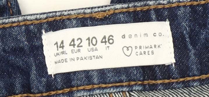 Primark Women's Blue Distressed Boyfriend Jeans Size 14
