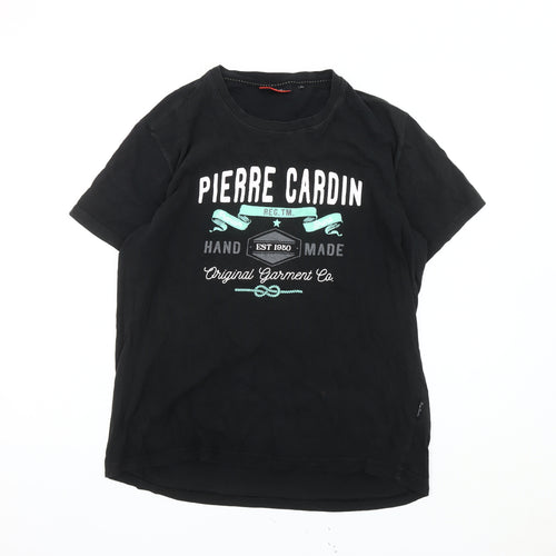Pierre Cardin Mens Black Graphic T-Shirt, XL