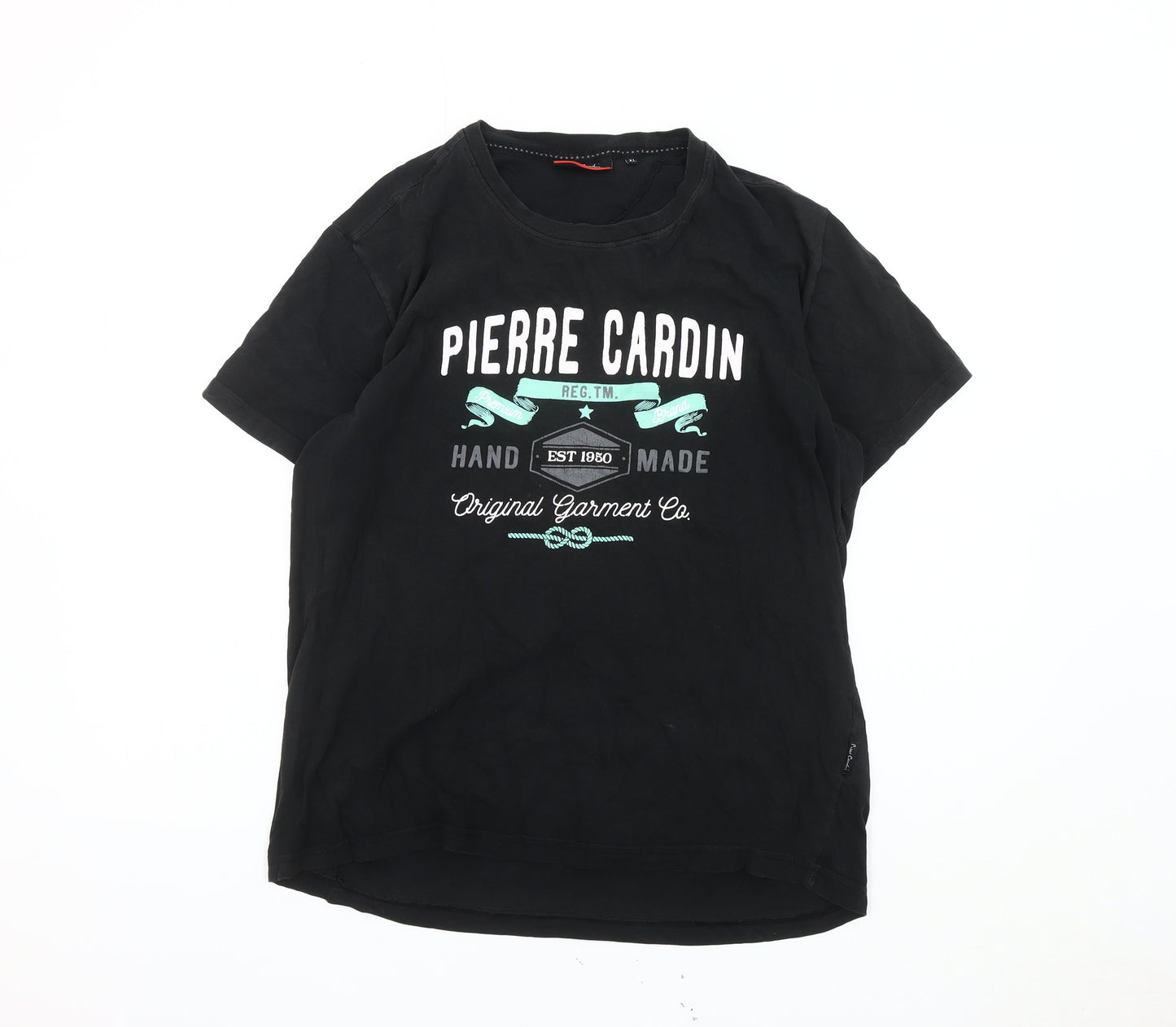 Pierre Cardin Mens Black Graphic T-Shirt, XL