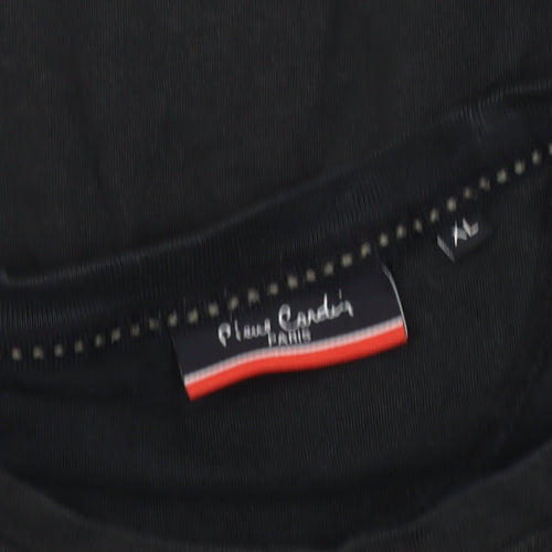 Pierre Cardin Mens Black Graphic T-Shirt, XL