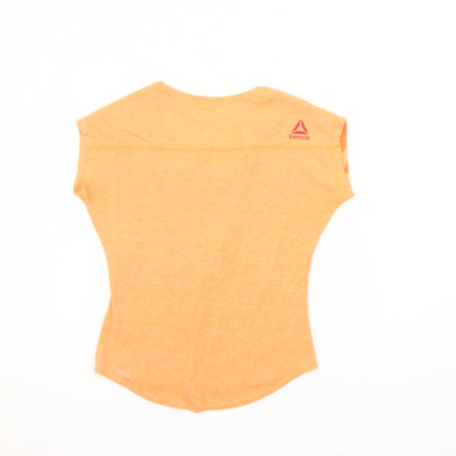 Reebok Women’s Orange Graphic T-Shirt - S V-Neck