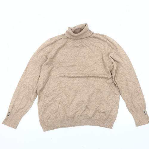 M&Co Women's Beige Roll Neck Jumper Size 14