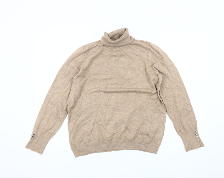 M&Co Women's Beige Roll Neck Jumper Size 14