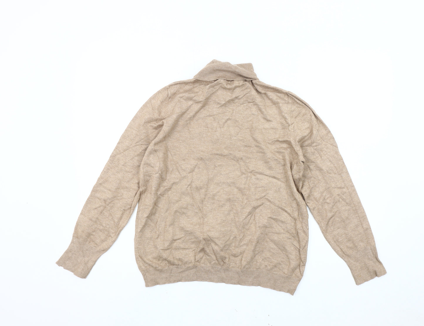 M&Co Women's Beige Roll Neck Jumper Size 14