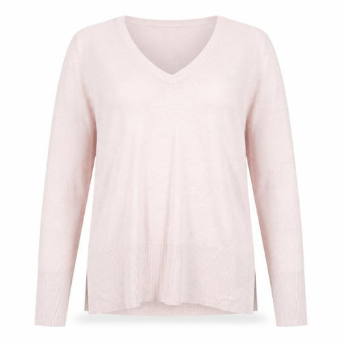 Debenhams Women's Pink V-Neck Cotton Jumper, Size 10