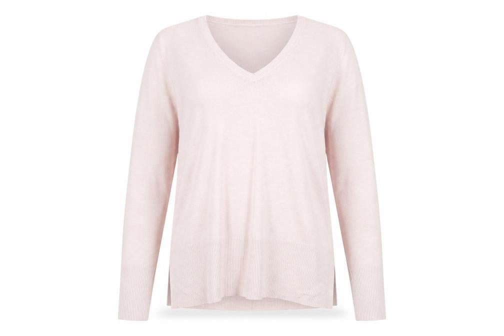 Debenhams Women's Pink V-Neck Cotton Jumper, Size 10