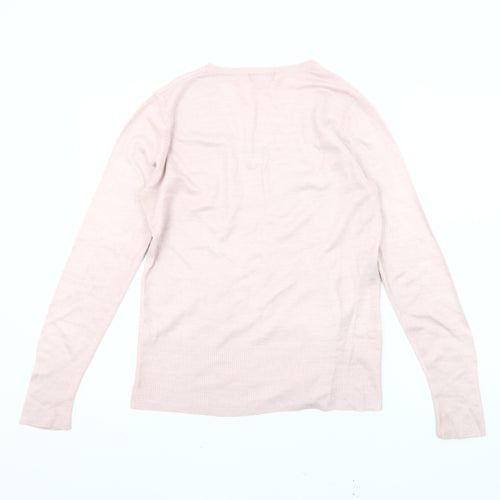 Debenhams Women's Pink V-Neck Cotton Jumper, Size 10
