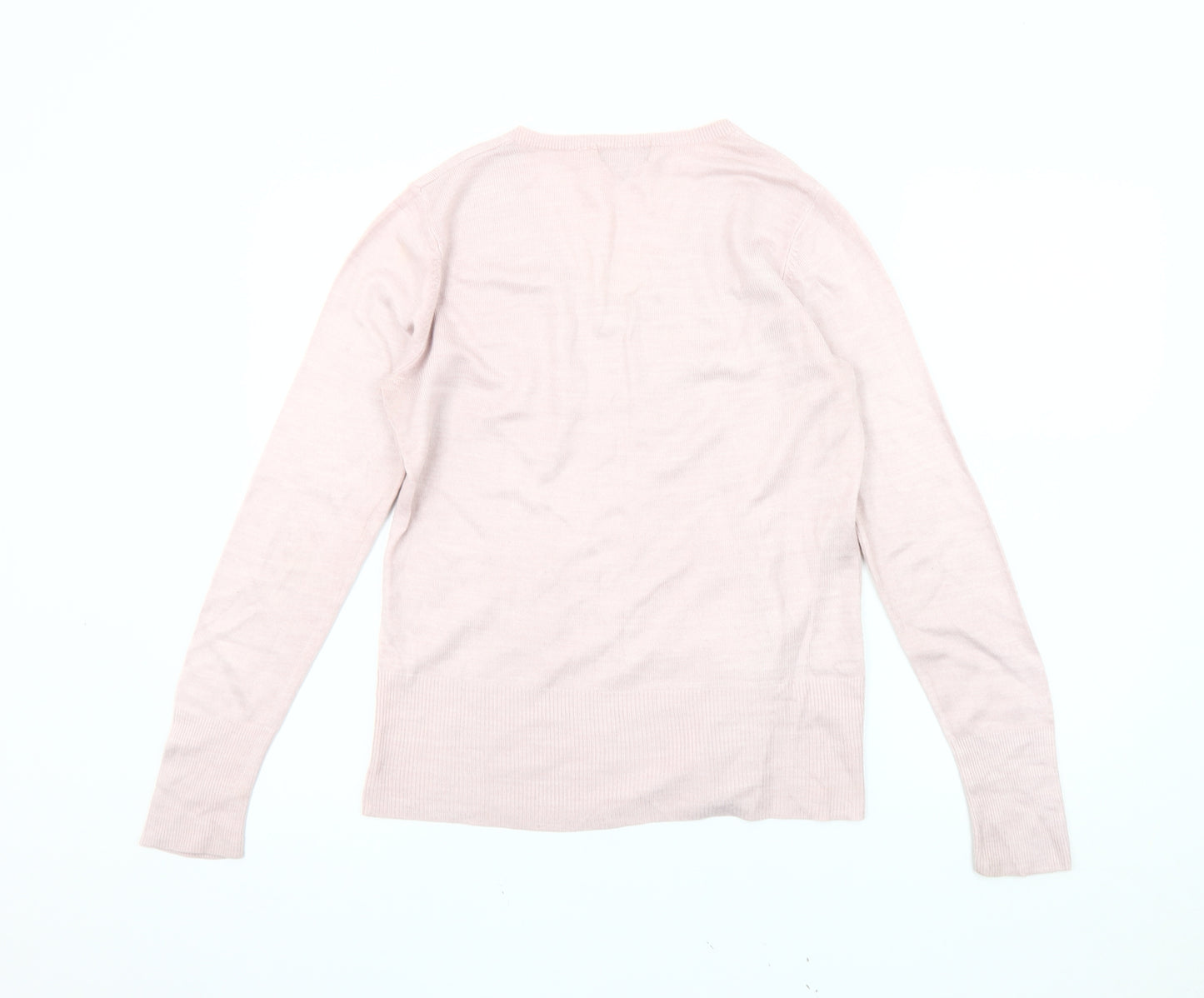Debenhams Women's Pink V-Neck Cotton Jumper, Size 10