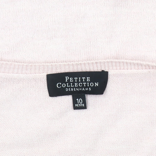 Debenhams Women's Pink V-Neck Cotton Jumper, Size 10