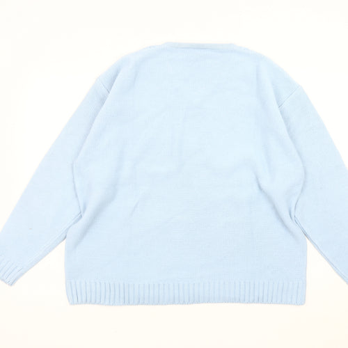 For Women Women's Blue Cable-Knit Pullover Jumper V-Neck