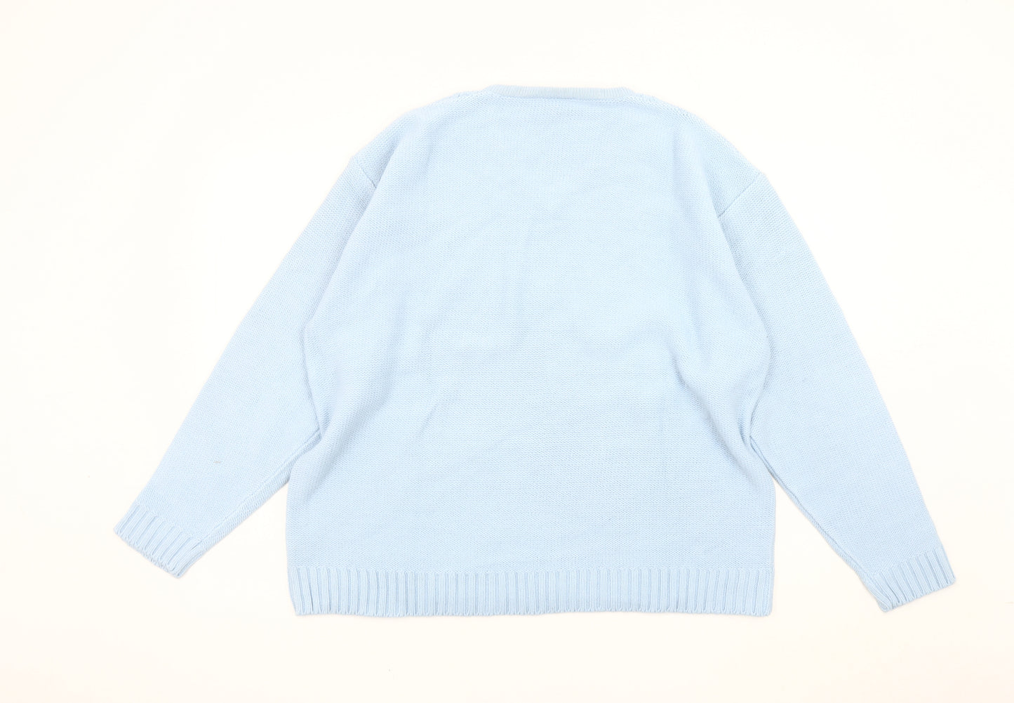 For Women Women's Blue Cable-Knit Pullover Jumper V-Neck