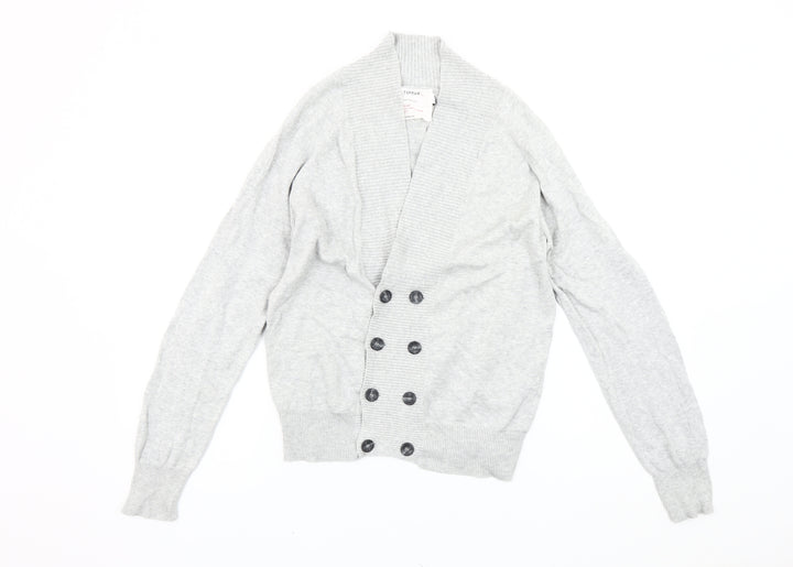 Topman Men's Grey Cotton Cardigan Size S