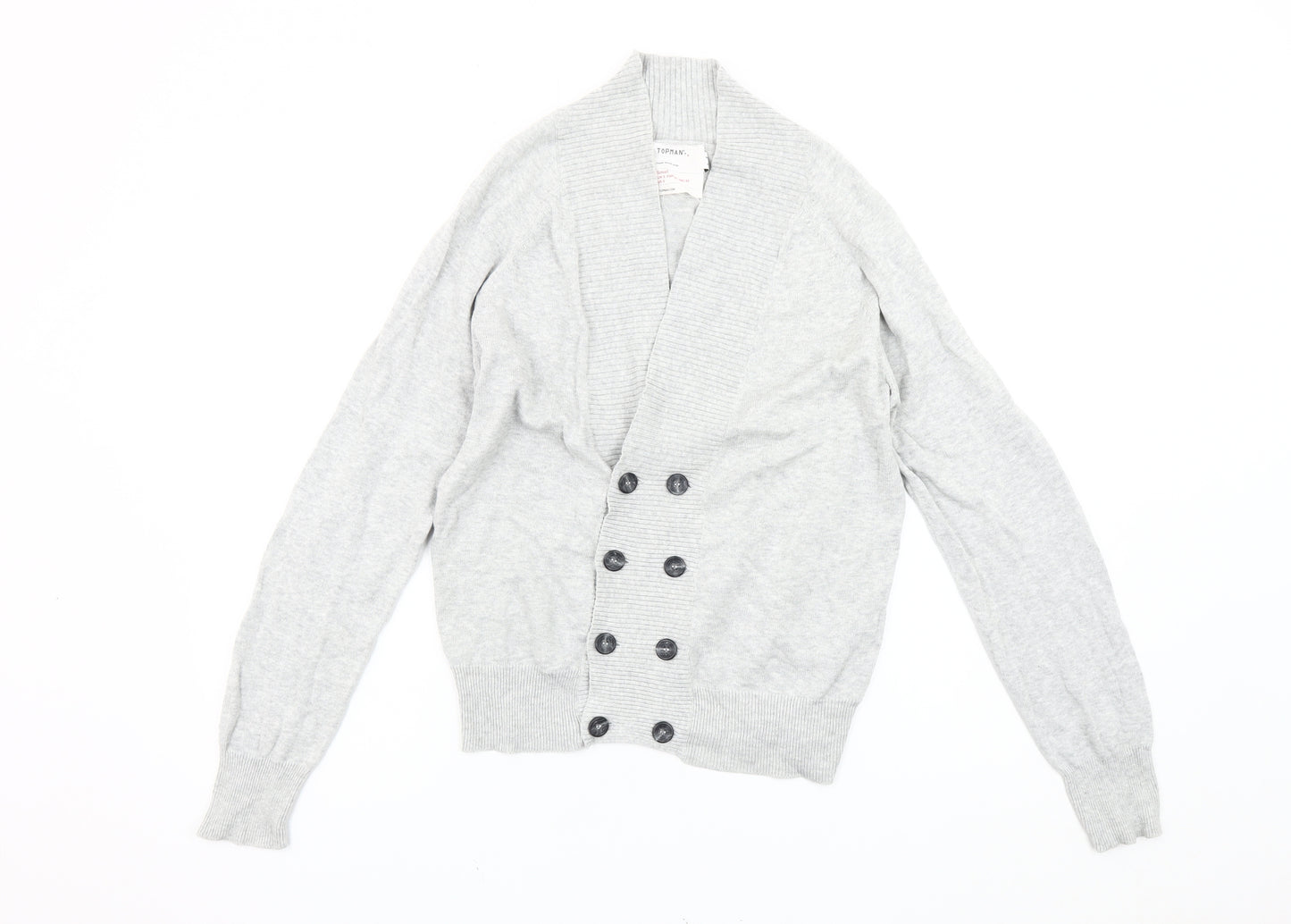 Topman Men's Grey Cotton Cardigan Size S