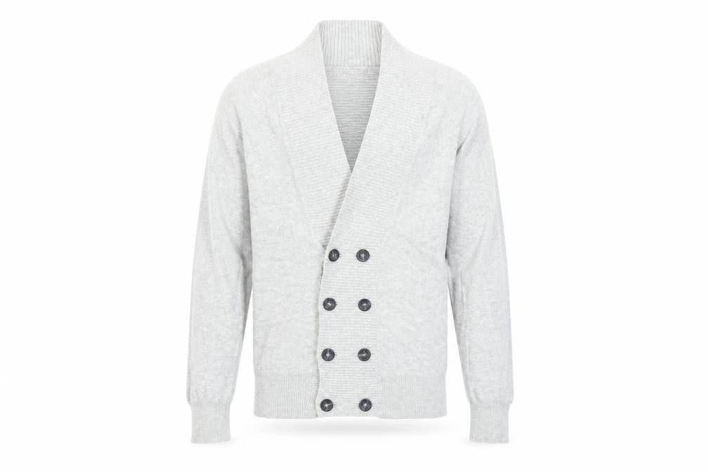 Front view of Topman Men's Grey Cotton Cardigan, size S