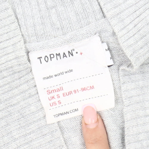 Topman Men's Grey Cotton Cardigan Size S