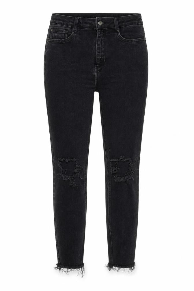 Front view of New Look Women's Black Skinny Distressed Jeans, size 10