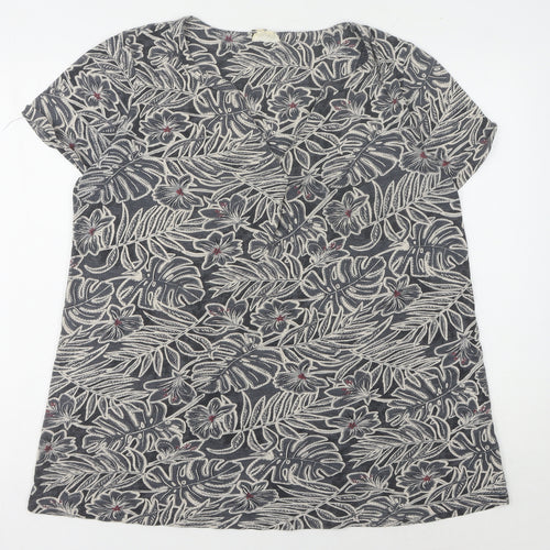 Fat Face Women's Grey Floral T-Shirt Size 12