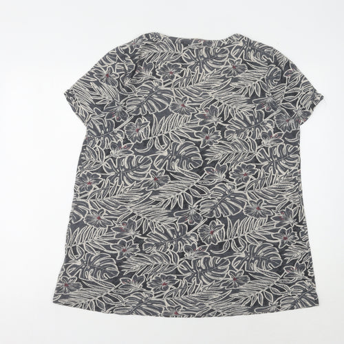 Fat Face Women's Grey Floral T-Shirt Size 12