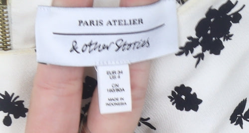& Other Stories Women’s Ivory Shift Dress Size 6 Floral