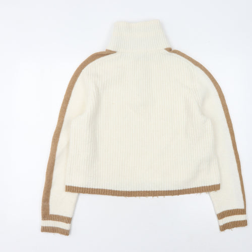 MNG Women's Ivory Pullover Jumper, Size S, Mock Neck