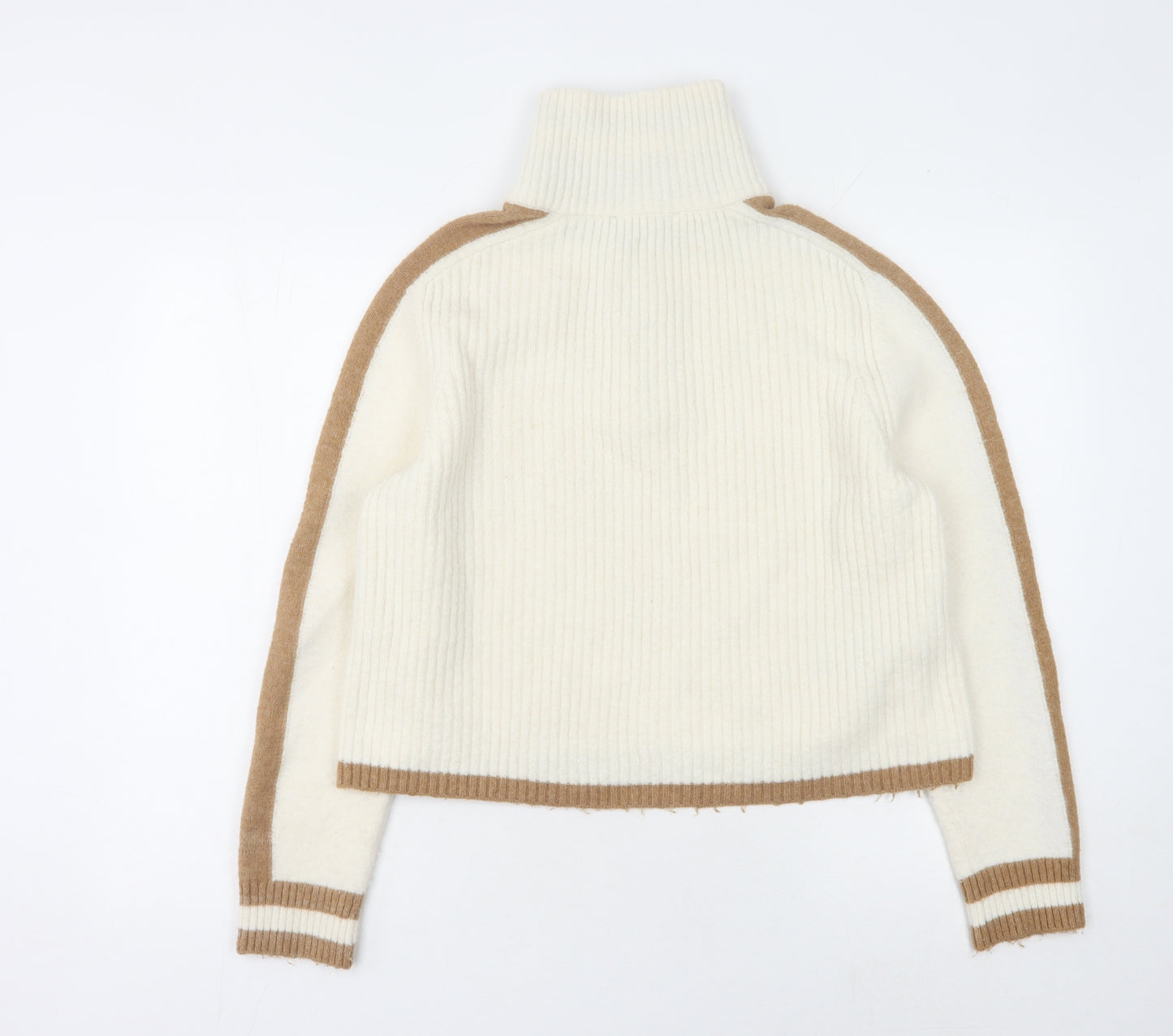 MNG Women's Ivory Pullover Jumper, Size S, Mock Neck