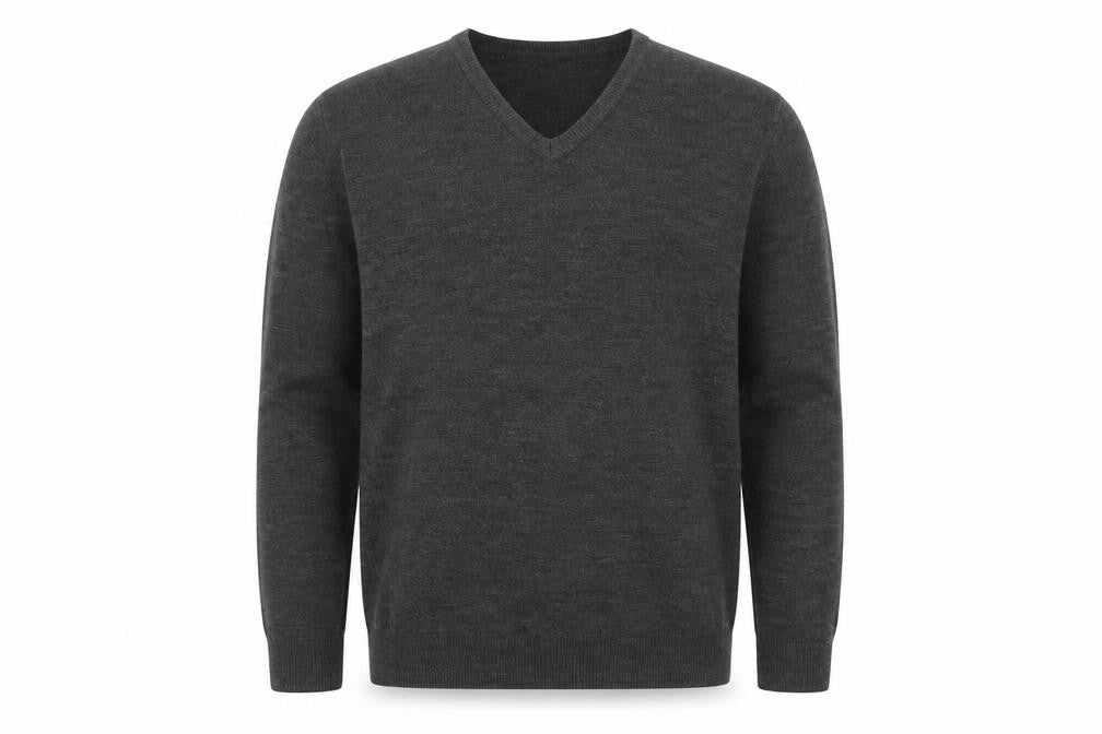Front view of Marks & Spencer Men's Grey V-Neck jumper M
