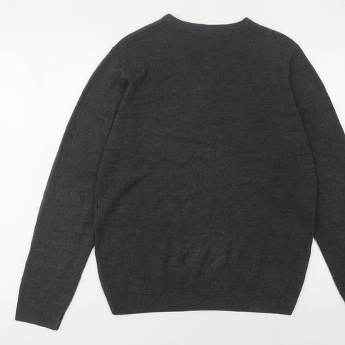 Marks and Spencer Men's Grey V-Neck Pullover Jumper M