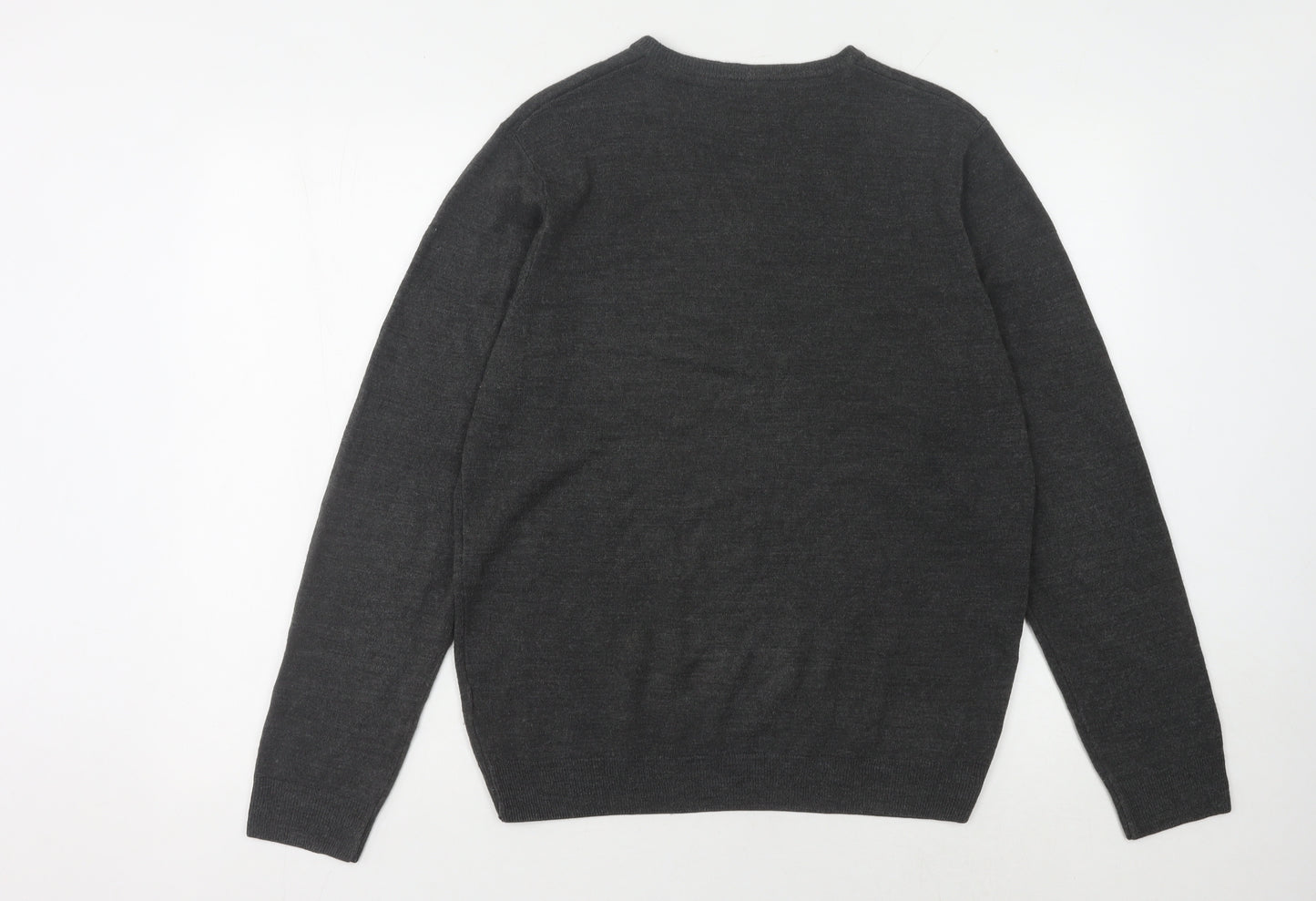 Marks and Spencer Men's Grey V-Neck Pullover Jumper M