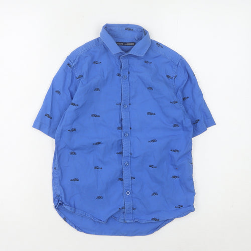 Next Boys Blue Button-Up Car Print Shirt, Size 8 Years