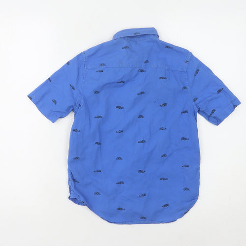 Next Boys Blue Button-Up Car Print Shirt, Size 8 Years