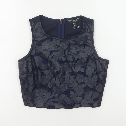 Lipsy London Women's Blue Cropped Lace Blouse