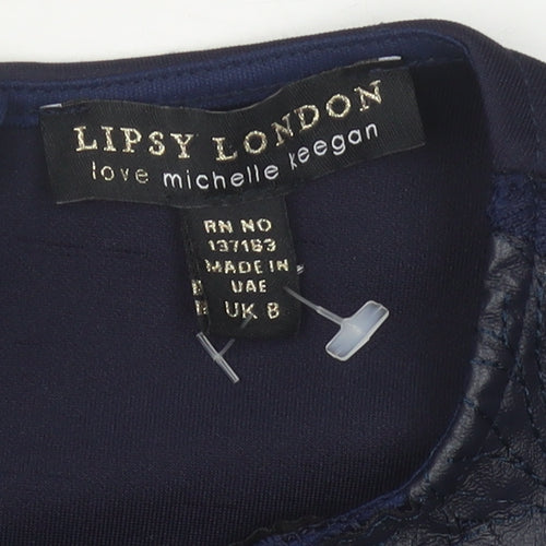 Lipsy London Women's Blue Cropped Lace Blouse