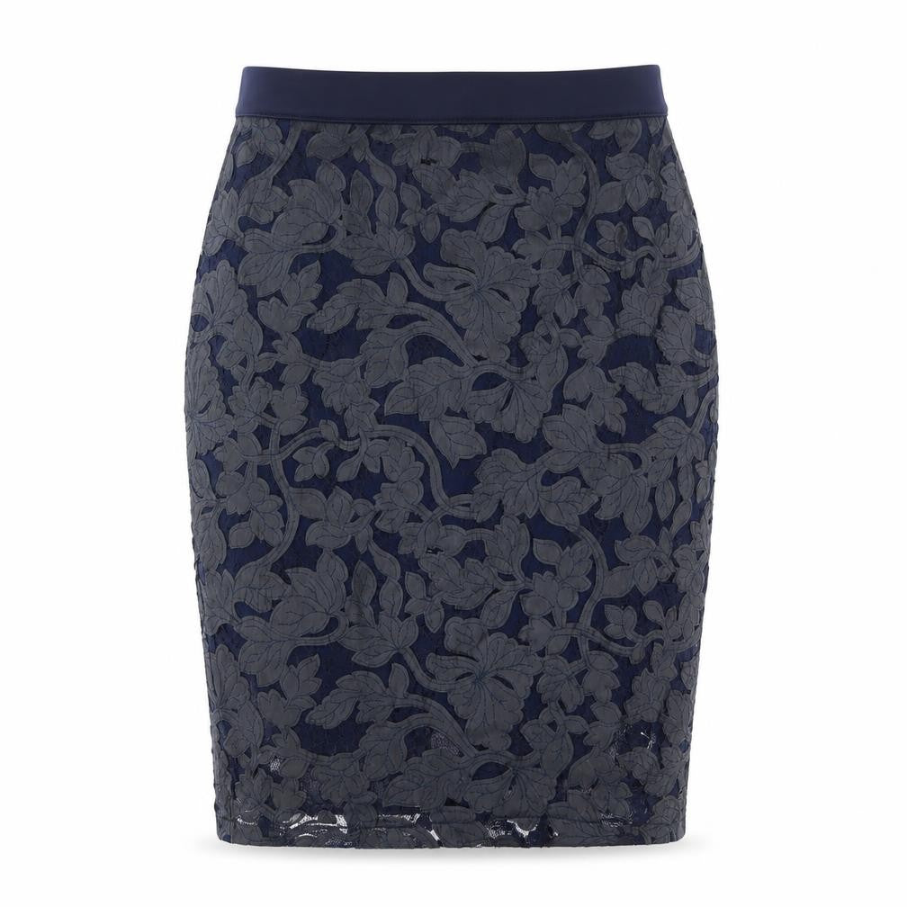 Front view of Lipsy Women's Blue Lace Pencil Skirt, size 10