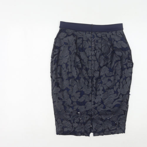 Lipsy Women's Blue Lace Pencil Skirt Size 10