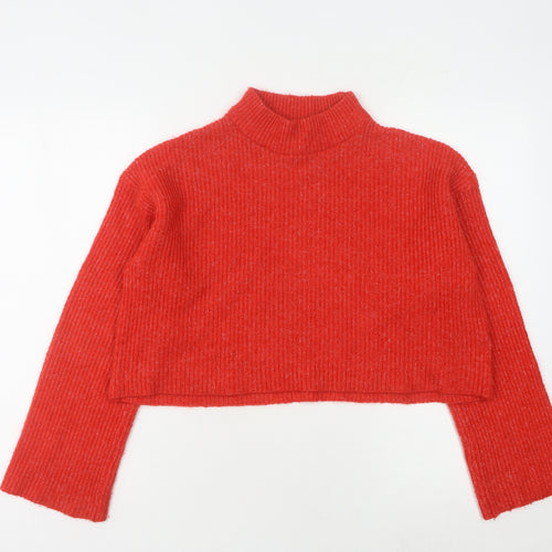 H&M Women's Red Mock Neck Pullover Jumper Size 10