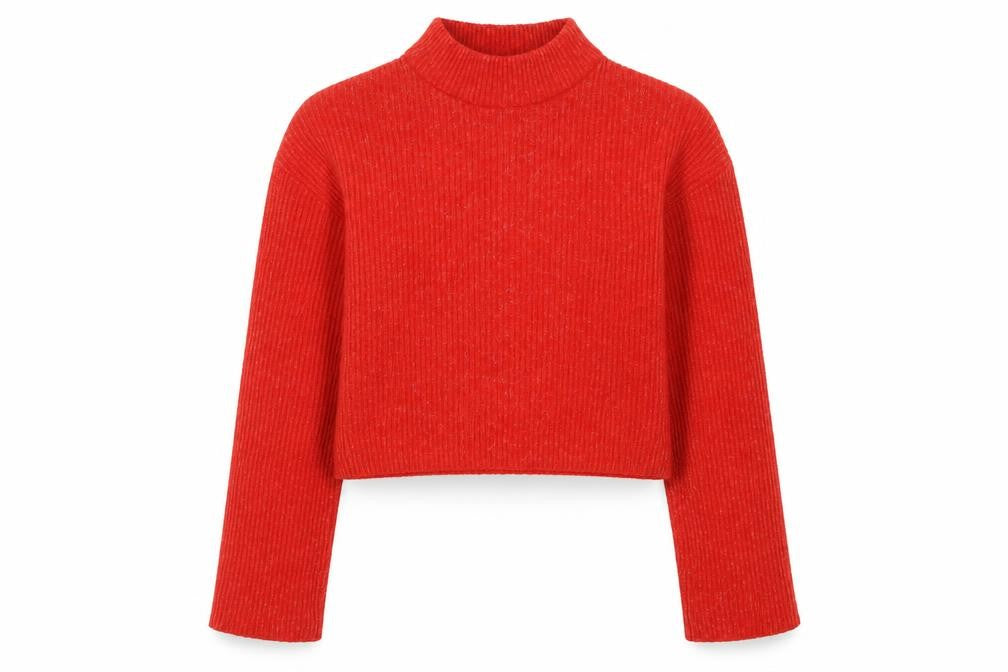 Front view of H&M Women's Red Mock Neck jumper, size 10