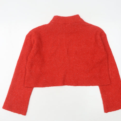 H&M Women's Red Mock Neck Pullover Jumper Size 10