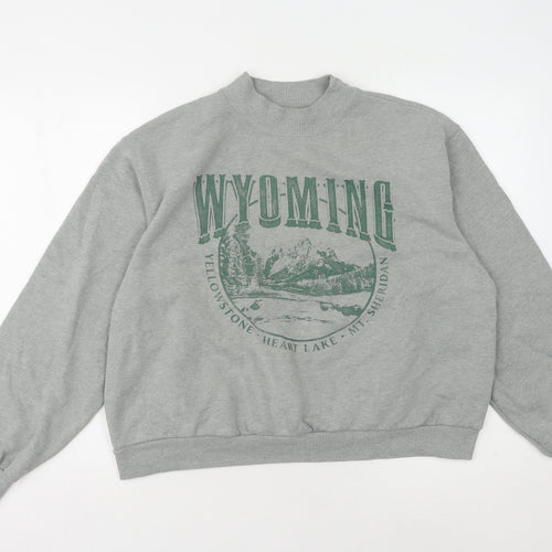Hollister Grey Graphic Print Sweatshirt M Unisex
