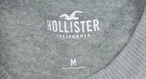 Hollister Grey Graphic Print Sweatshirt M Unisex