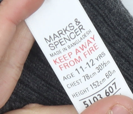 Marks and Spencer Boys Grey Full Zip Jumper 11-12 Years