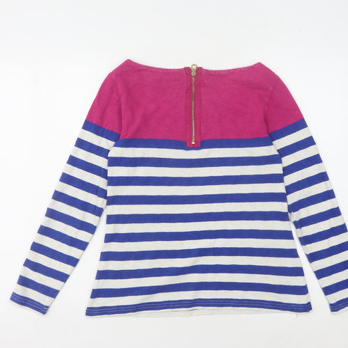 Joules Women's Pink Blue Striped Long Sleeve T-Shirt, Size 8