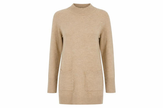 Front view of Principles Women's Beige Long Sleeve Shift Dress, size 10
