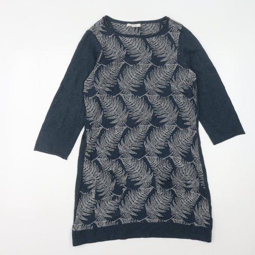 White Stuff Women's Blue Floral Knit Dress Size 12